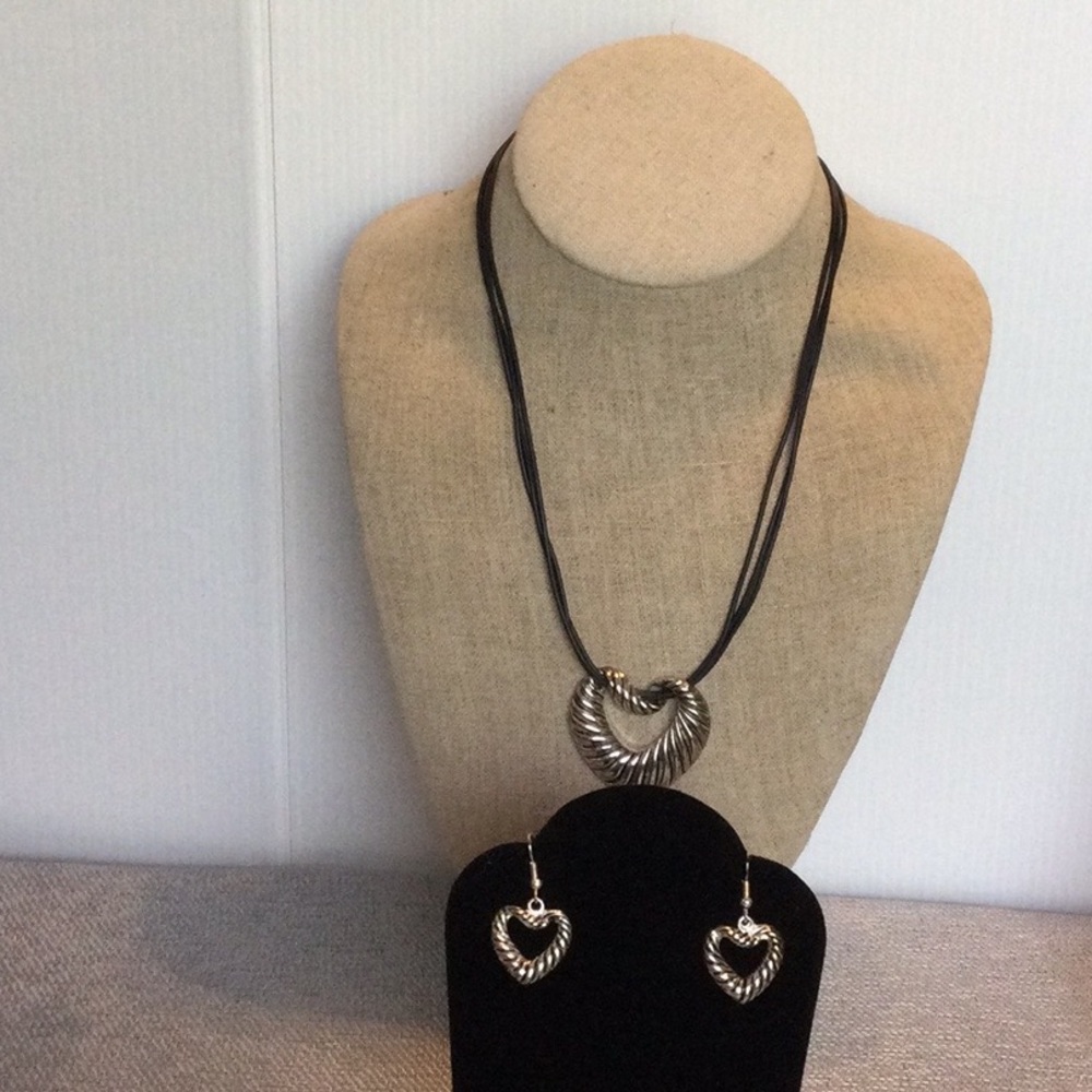 Heart Necklace/Earrings Set